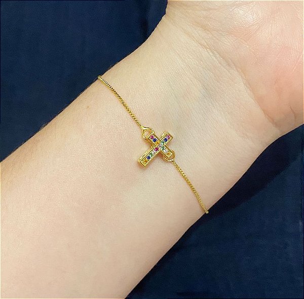 Pulseira Cruz Dourada