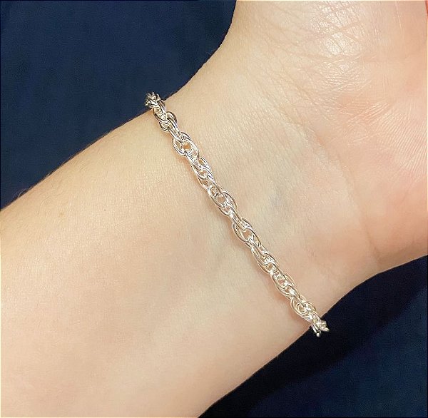 Pulseira Cordão Elos Prata