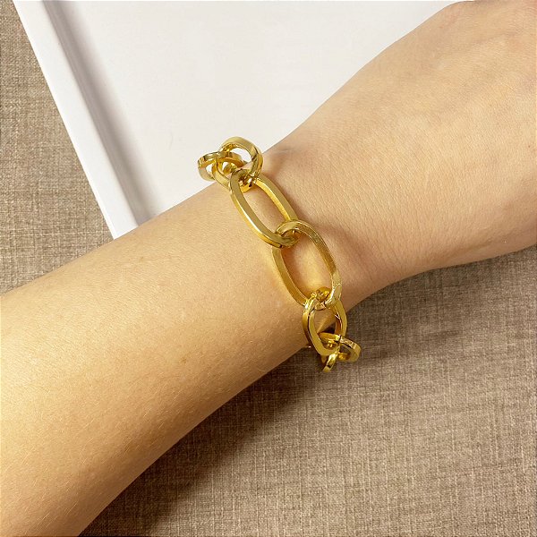 Pulseira Corrente Maxi Dourada