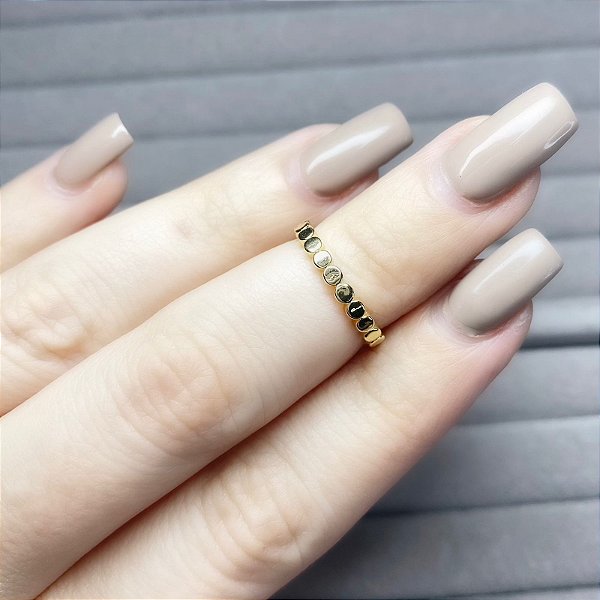 Anel Bolinhas Dourado Falange