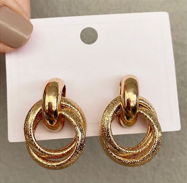 Brincos Elos Dourado/Prata