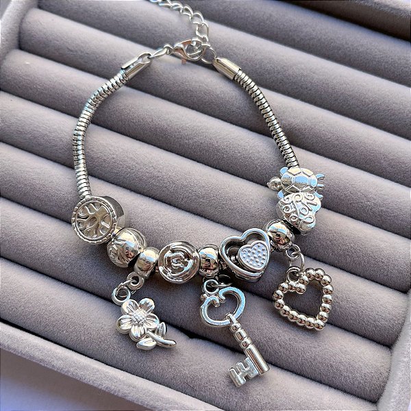 Pulseira Berloques Prata