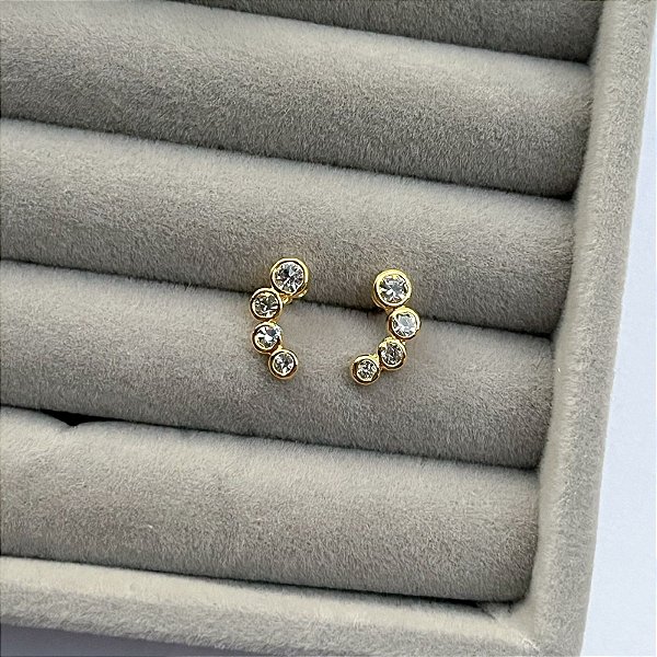 Brinco Ear Cuff Bolinhas Dourado/Prata