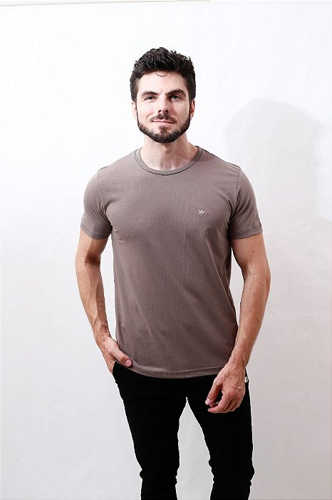 Camiseta Masculina Básica Gola Redonda Bordado Manga Curta.