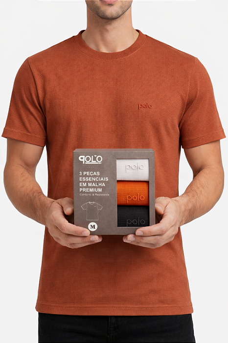 Kit 3 Camisetas Masculinas Polo RG518 Manga Curta Bordado