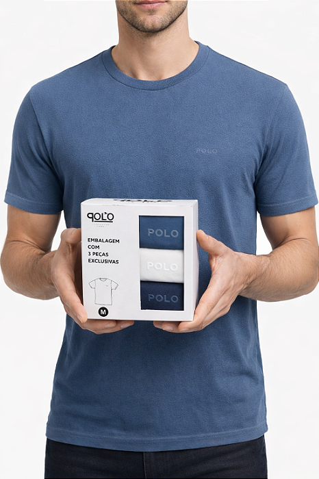 Kit 3 Camisetas Classicas Estampa Cavalinho Polo RG518