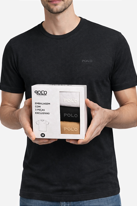 Kit 3 Camisetas estampadas polo com cavalinho