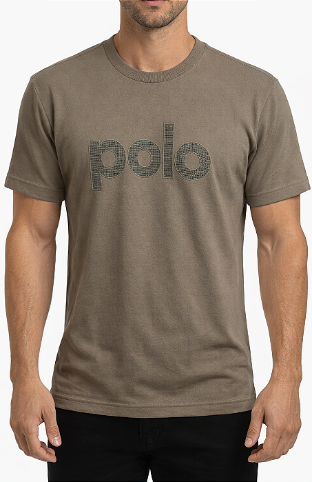 Camiseta Masculina Manga Curta Estampa Barra Larga