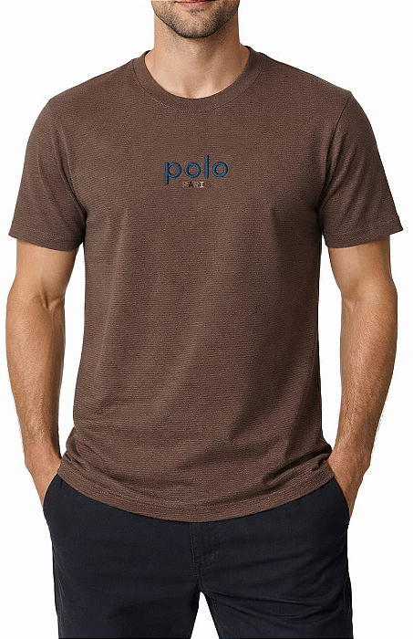 Camiseta masculina manga curta com bordado colorido