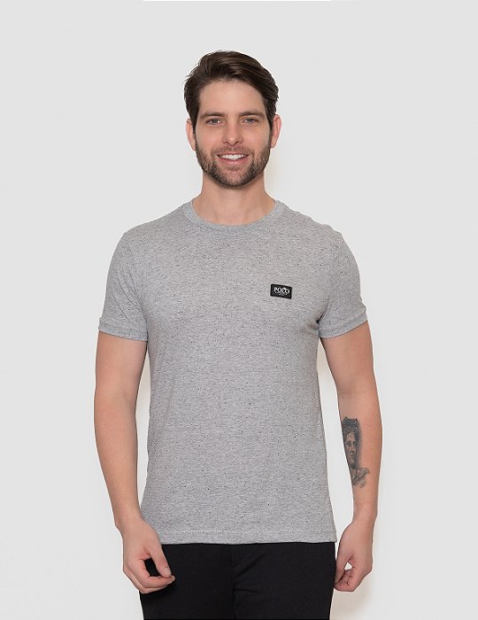 Camiseta Masculina Básica texturizada etiqueta emborrachada