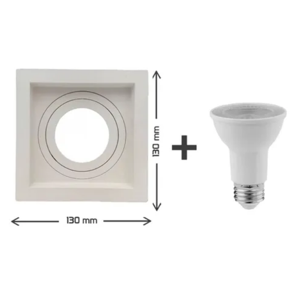 Kit 10 Embutidos PAR20 Recuado Branco + Lâmpadas PAR20 Stella