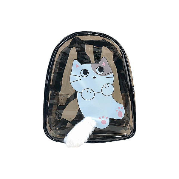Mochila Transparente Infantil com Rabinho de Gatinho
