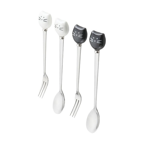 Garfo De Sobremesa Ou Colher De Café Aço Inox Gatinho