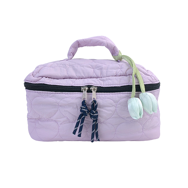 Necessaire Feminina com Decoração de Flores de Tulipa, Bolsa para Viagem - Allmini