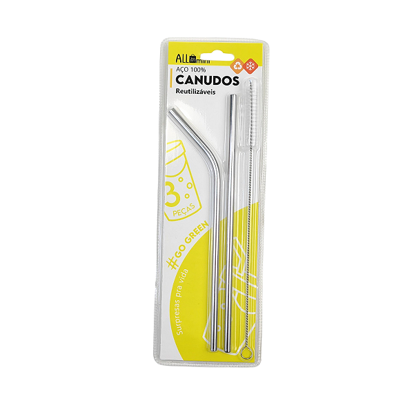 Kit Canudo Inox com Escova