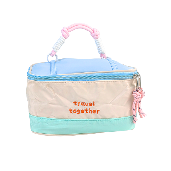 Necessaire Feminina Cores Pastéis, Cordão Decorativa, Bolsa para Viagem - Allmini