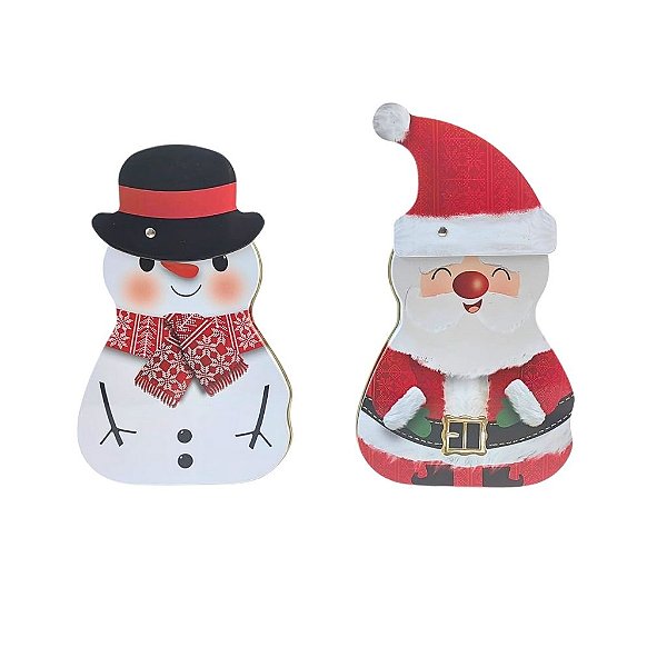 Pote de Metal Papai Noel e Boneco de Neve - Allmini
