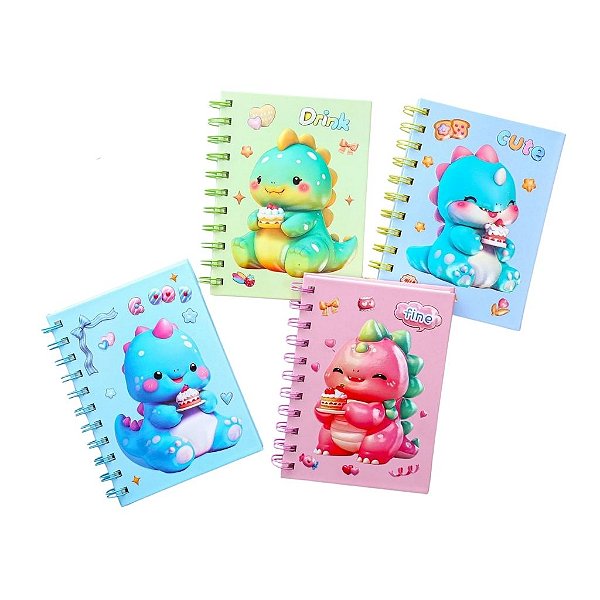 Caderno Espiral Dino Feliz com Pauta