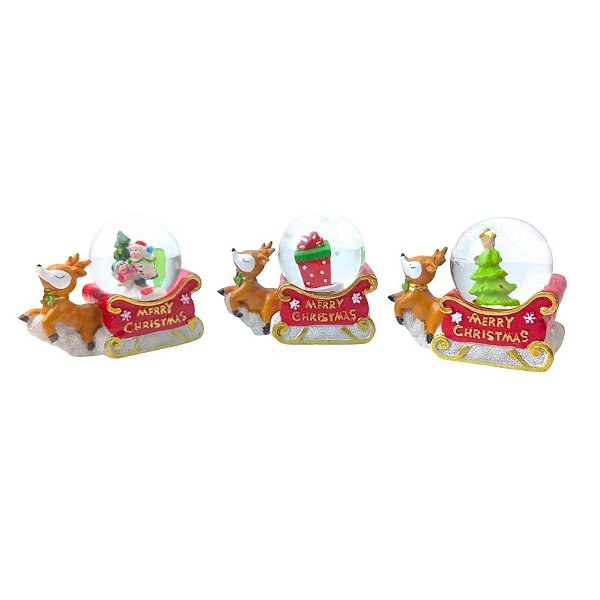 Globo de Neve Natalina, Treno com Rena, P - Allmini
