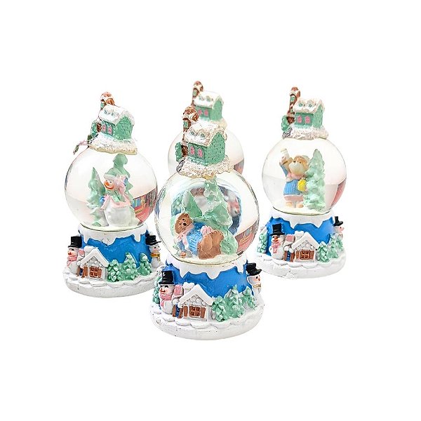 Ornamento Globo de Neve Natalina com Luz de Led, Casinha de Neve, P - Allmini