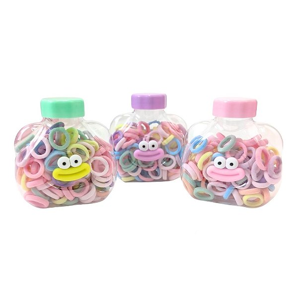 Kit Elásticos de Cabelo em Pote Divertido Boquinha - Allmini