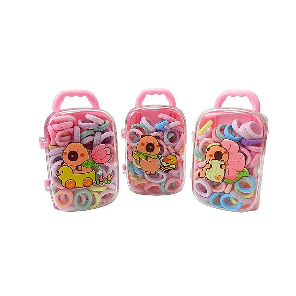 Kit Elástico de Cabelo Maletinha Capivara Charmosa - Allmini