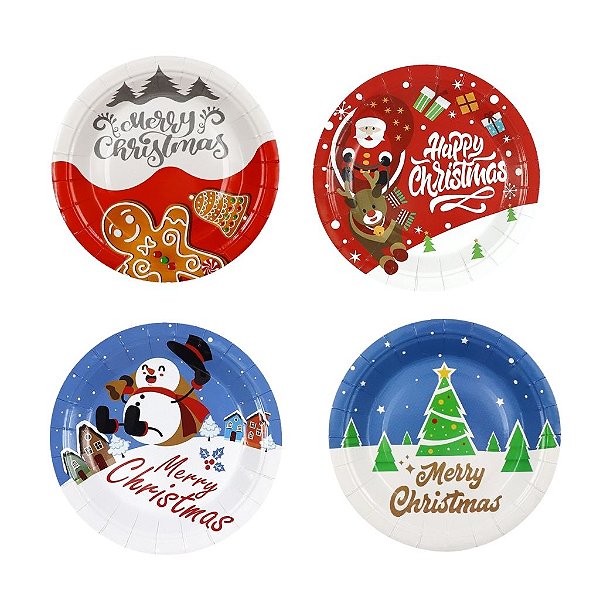 Pratos Descartável para Decoração de Festa de Natal