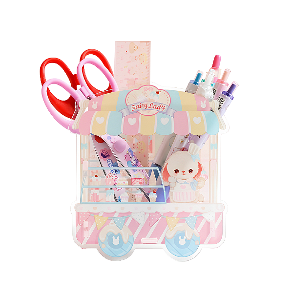 Porta Lápis e Caneta de Mesa Carrinho de Doces Doçuras - Allmini