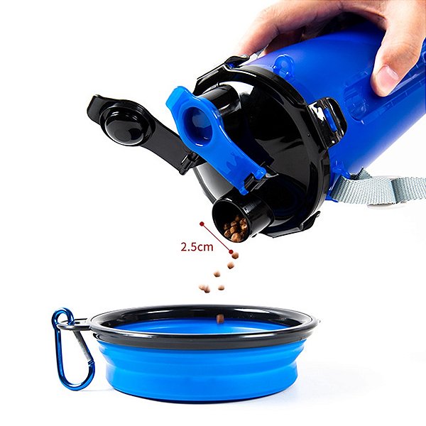 Garrafa de Pet Portátil Para Comida e Água + Vasilha Retrátil - Allmini