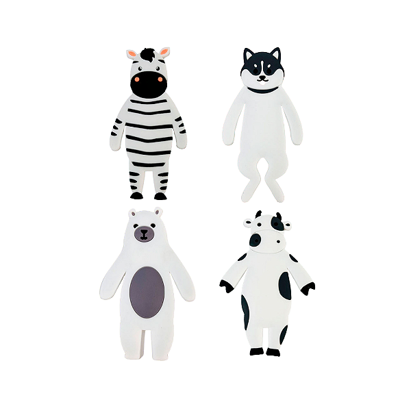 Gancho de Parede Animais Branco e Preto - Allmini