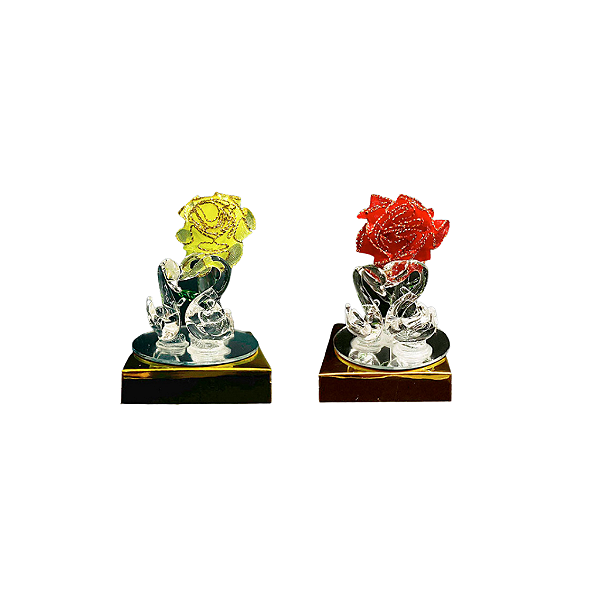 Ornamento de Mesa Cristal, Cisne e Pássaro com Flor - Allmini