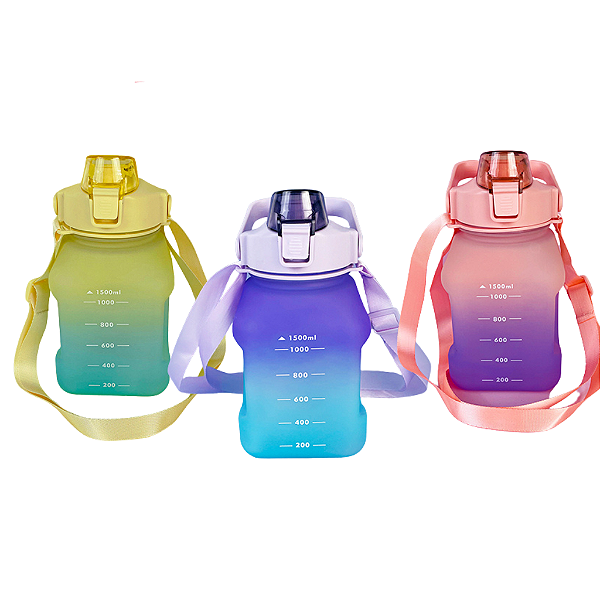 Garrafa de Água Grande de Plástico com Canudo Destacável, luck bollte - Allmini