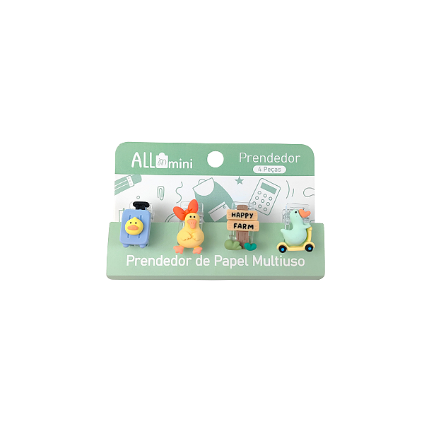 Conjunto de Prendedores de Papel, Patinhos (Happy Farm) - Allmini