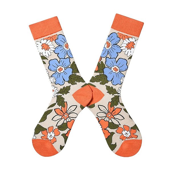 Meia Cano Médio Flores Vintages