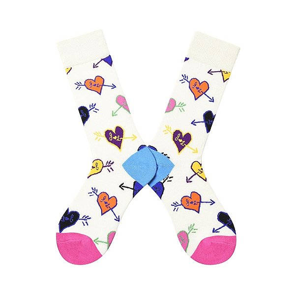 Meia Cano Médio Corações com Flechas