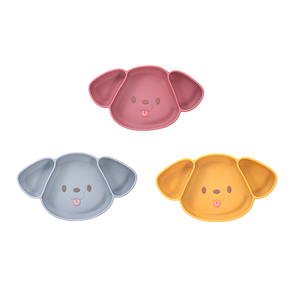 Prato Infantil de Silicone com Ventosa Cachorro