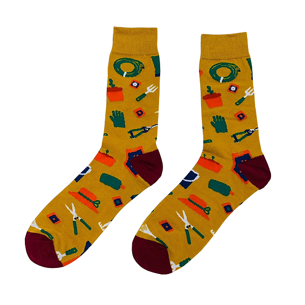 Meia Cano Médio Feminina Amarela de Ferramentas - Allmini