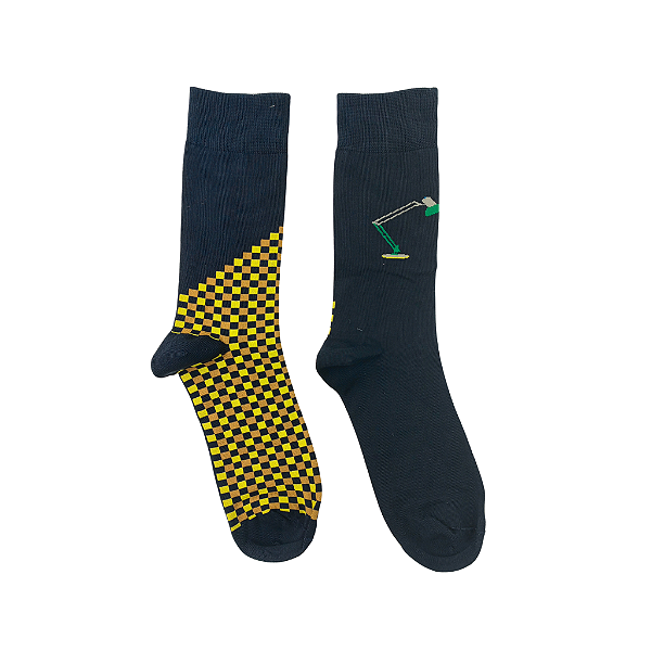 Meia Cano Médio Feminina Preto Abstrato - Allmini