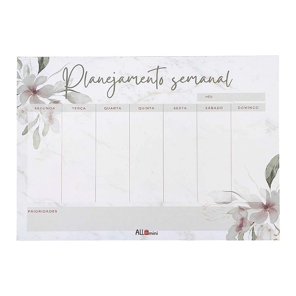 Bloco de Planejamento Semanal Flor de Jasmine