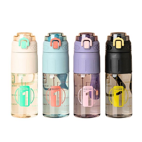 Garrafa de Água com Trava de Antivazamento Become Colors 680ml