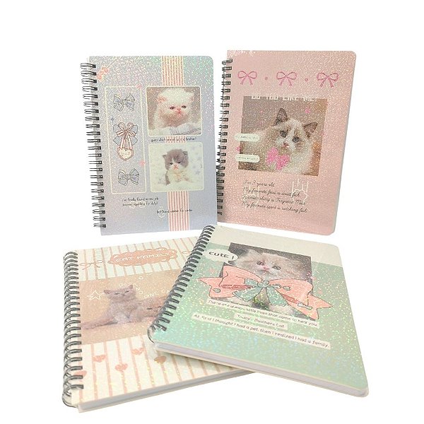 Caderno Espiral Pautado Gatinhos