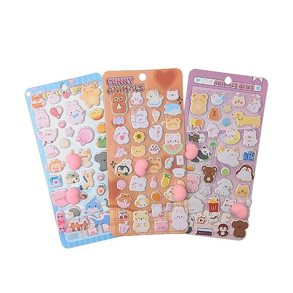 Adesivo Squish Decorativo Fofuras Em Relevo