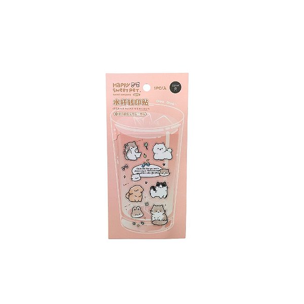 Adesivo Transfer Decorativo Pets no Copo - Allmini