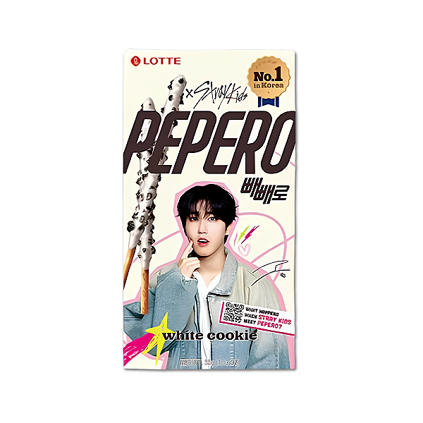 Pepero Lotte Stray Kids Chocolate Branco com Cookie 32g