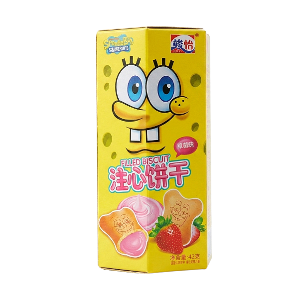 Biscoitos Recheados Sabor Morango Bob Esponja 42g