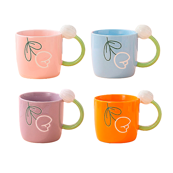 Caneca de Cerâmica Tulipas