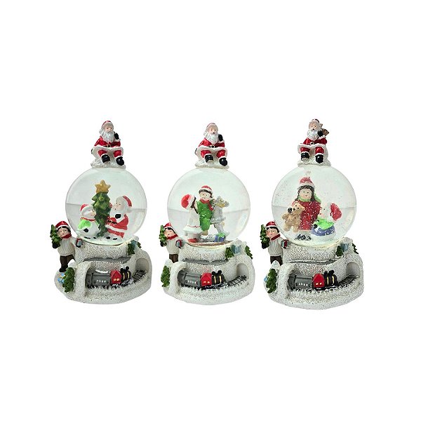 Ornamento Globo de Neve, Papai Noel no Topo - Allmini