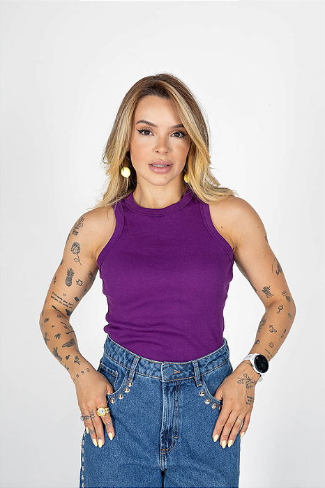 Regata Canelada Roxo Mirtilo