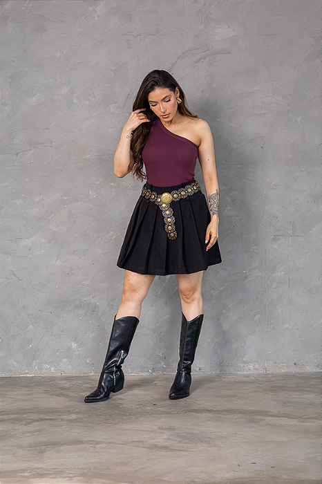 Regata Nula Manga Cereja Laqueada