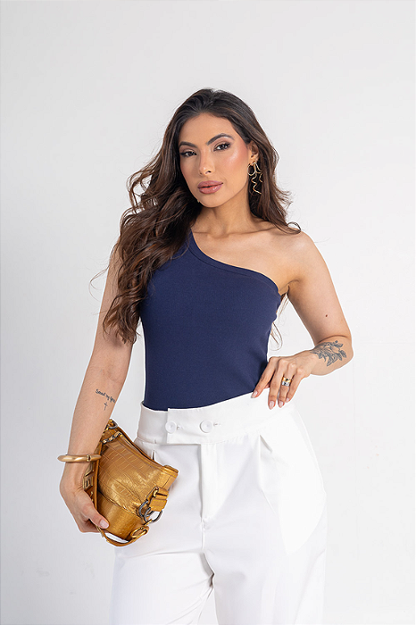 Regata Nula Manga Azul Marinho